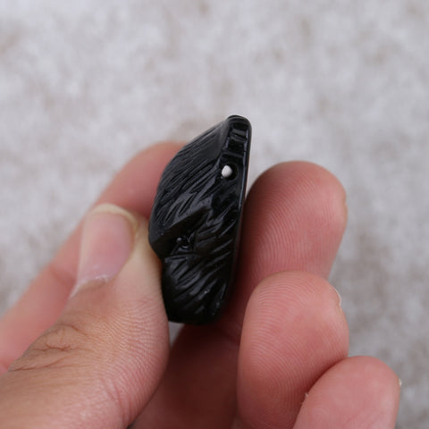 Hand-Carved Obsidian Bear Head Pendants | Guardian Pocket Stone
