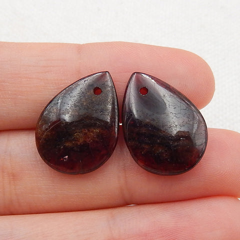 Natural Garnet Earring Beads 20x15x4mm, 5.3g
