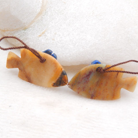 Intarsia Of Amazonite And Lapis Lazuli Earring Beads 32x17x4mm, 12x12x3mm 9.3g