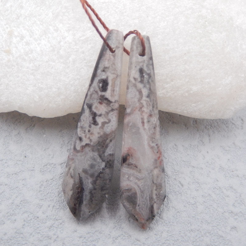 Boucles d'oreilles en forme de cravate Crazy Lace Agate Stone Pair, pierre pour la fabrication de boucles d'oreilles, 35x11x5mm, 4.7g