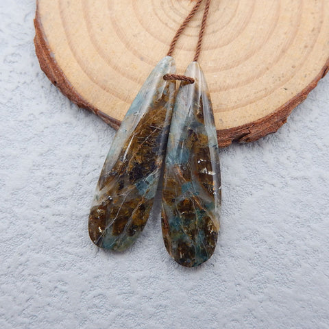 Natural Ocean Jasper Earring Beads 38x10x4mm, 5.2g