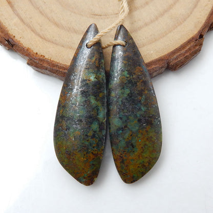 天然非洲绿松石耳环一对，用于制作耳环的石头，38x13x6 毫米，8.2 克