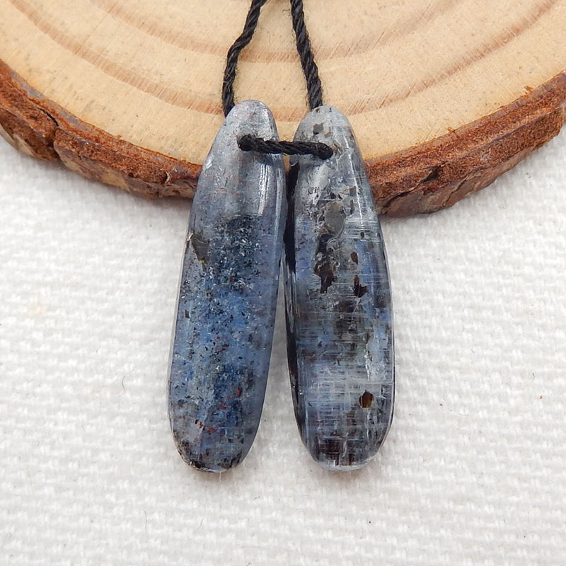 Perles de boucles d'oreilles en cyanite bleue naturelle, pierre pour la fabrication de boucles d'oreilles, 29x7x4mm, 3.9g