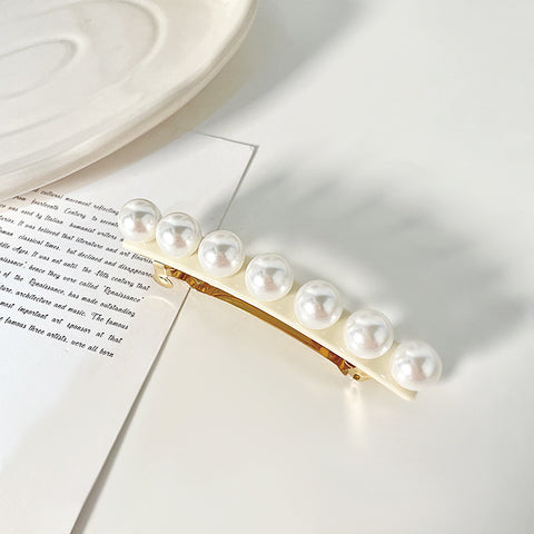 BITEFU Classic Versatile Pearl Spring Hairpin: Vintage Ponytail Clip & Elegant Horizontal Hair Accessory