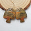 Natural Red Creek Jasper Carved fish Earring Beads 30x25x4mm, 9.8g