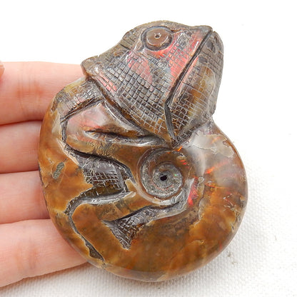 Natural Ammonite Fossil Carved chameleon