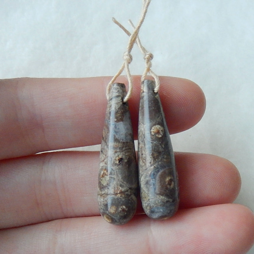 Natural Mushroom Jasper Earring Beads 28x8mm, 5.4g