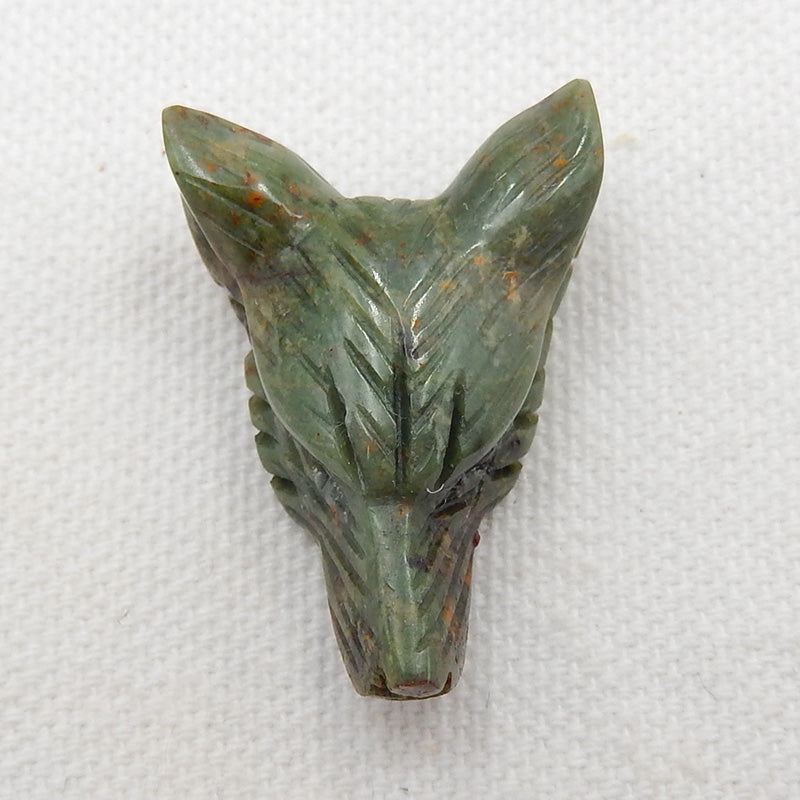 Natural Green Opal Carved wolf head Pendant Bead 26x22x11mm, 5.5g