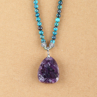 Natural Amethyst, Chrysocolla, Rose Quartz Pendant Beads for Necklace