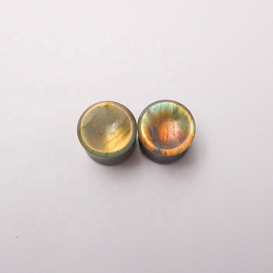 16mm Labradorite Ear Plugs with concave face and back, 13mm thickness, 1.5mm flare