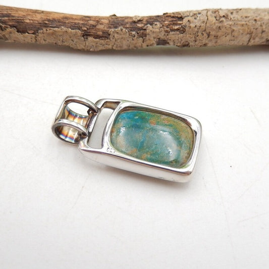 Natural Blue Opal Pendant with 925 Sterling Silver Accessory 30x16mm, 6g