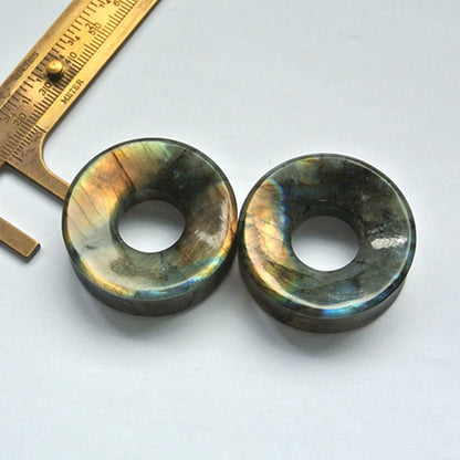 38mm Labradorite Ear Tunnels with 15mm hole, 13mm thickness, 1.5mm flare