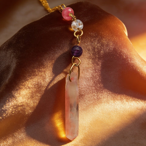 Natural Red Crystal Gold Plated Copper Necklace-Handcrafted Gemstone Necklace for Vitality & Glow - Gomggsale