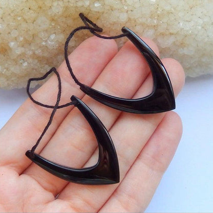 Natural Obsidian Earring Beads