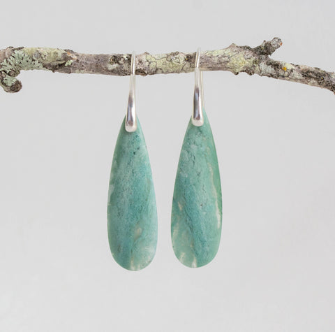 Fiona Customed 36  x 23  x 5.5 green chalcedony Pendant Cabochon &Earrings