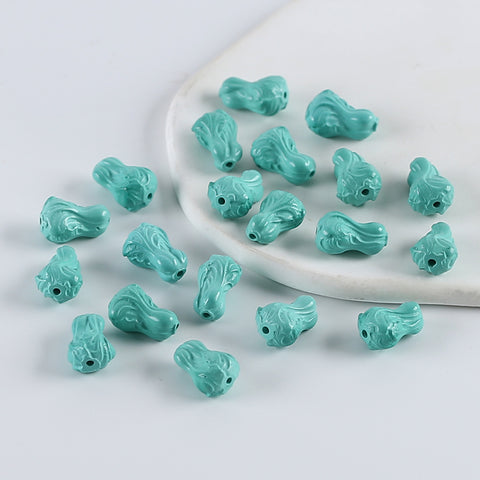 1 Pair Carved Turquoise Cabbage Shape Gemstone Earring Beads,Handmade Gemstone Wholesale,10×9×8mm,2g