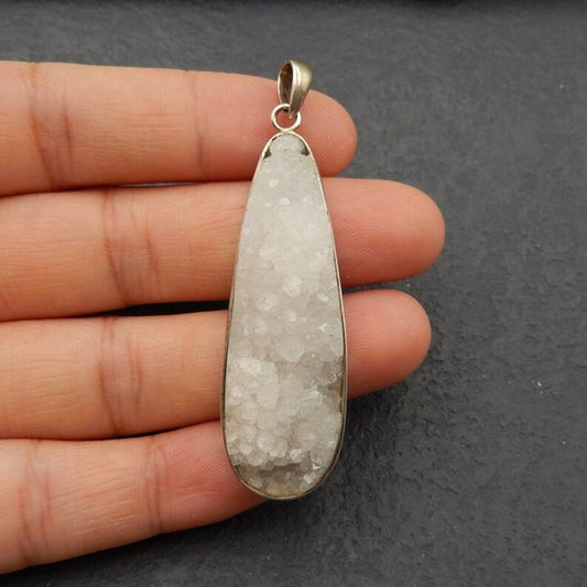 Natural Crystal Pendant with 925 Sterling Silver Accessory 46x16x10mm, 12g