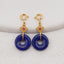 BITEFU 1Pair Silver Gold Plated Natural High Quality Lapis Lazuli Flat Round Gemstone Earring beads 2g