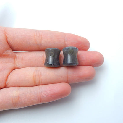 10mm Labradorite Ear Plugs with flat face and back, 16mm thickness, 1.5mm flare