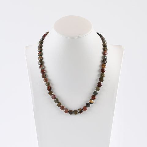 Natural Gemstone Multi-Color Picasso Jasper Round Beads Necklace,Loose Beads Necklace, 8x5mm,16 Inch, 24g
