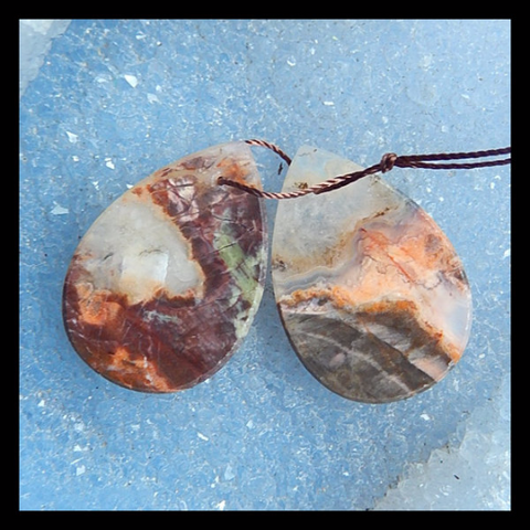 Natural Mushroom Jasper Earring Beads 29x19x3mm, 6.4g