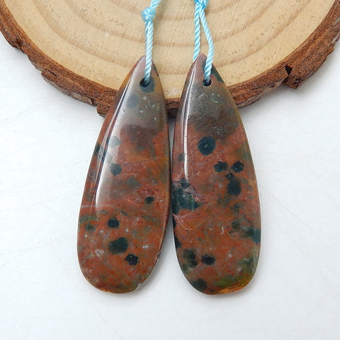 Natural Ocean Jasper Earring Beads 38x10x4mm, 5.2g