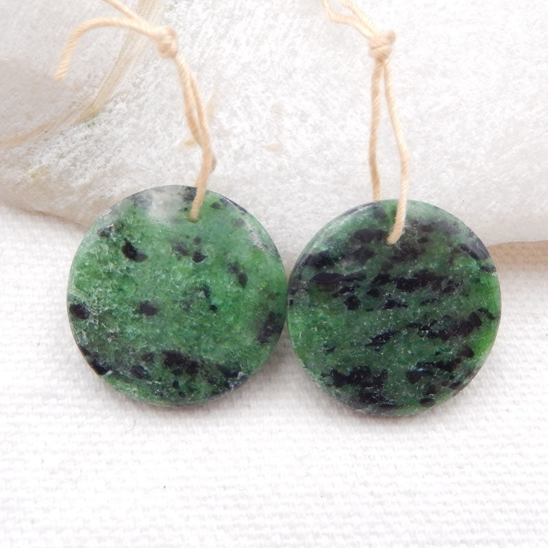 Natural Ruby And Zoisite Earring Beads 20x20x6mm, 8.6g