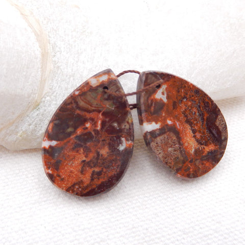 Natural Mushroom Jasper Earring Beads 29x19x3mm, 6.4g