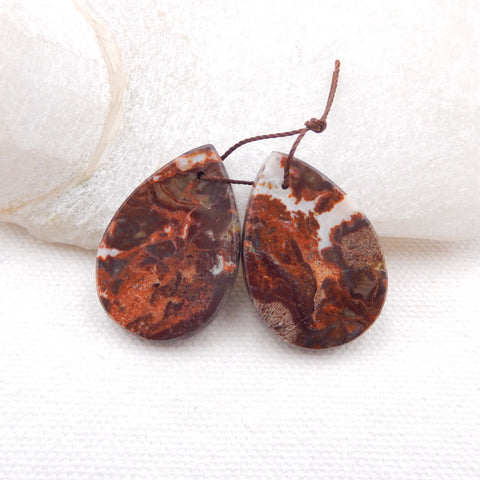 Natural Mushroom Jasper Earring Beads 29x19x3mm, 6.4g