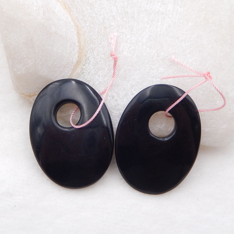 Belle paire de boucles d'oreilles en obsidienne pour femme 30 x 40 x 6 mm, 19,06 g