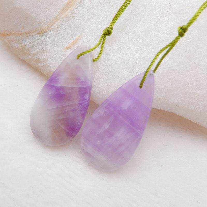 天然紫水晶宝石耳环一对 30x15x4mm ,7.0g