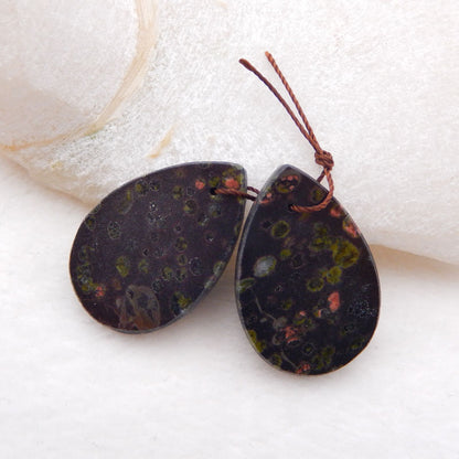 Natural Poppy Jasper Earring Beads 30x20x3mm, 8.7g