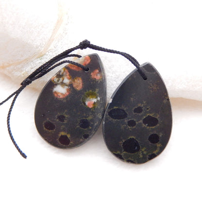 Natural Poppy Jasper Earring Beads 30x20x3mm, 8.7g