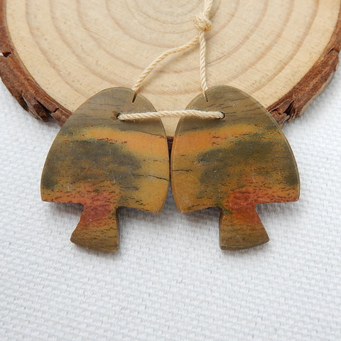 Natural Red Creek Jasper Carved fish Earring Beads 30x25x4mm, 9.8g