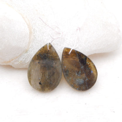 Natural Labradorite Earring Beads 31x21x3mm, 9g