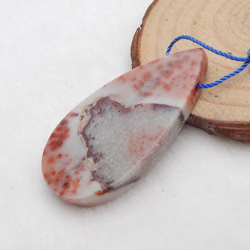 Natural Red Spot Stone Pendant Bead 41x26x5mm, 10.4g
