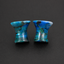 Natural Chrysocolla Mayan Flare Ear Tunnels - Hand-Carved Gemstone Plugs (Sold as Pair)