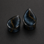 Natural Blue Tiger Eye Teardrop Plugs - Hawk's Eye Stone Double Flare Gauges (1 Pair)