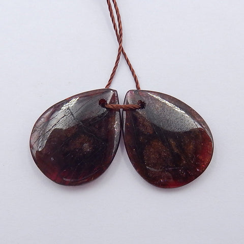 Natural Garnet Earring Beads 20x15x4mm, 5.3g