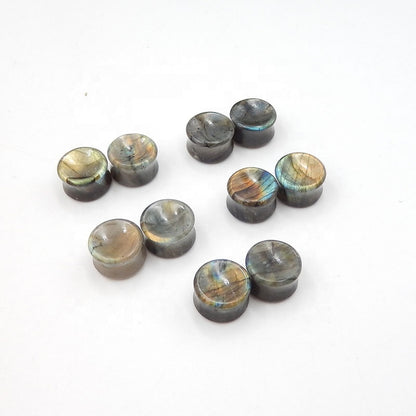16mm Labradorite Ear Plugs with concave face and back, 13mm thickness, 1.5mm flare