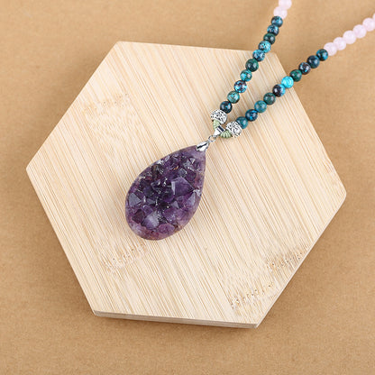 Natural Amethyst, Chrysocolla, Rose Quartz Pendant Beads for Necklace