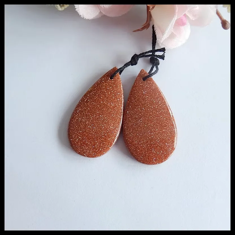 Earrings Beads Accessories Red Sand Sun Sitara—Natural Gemstone Beads Handmade jewerly, 34x18x4mm, 8g