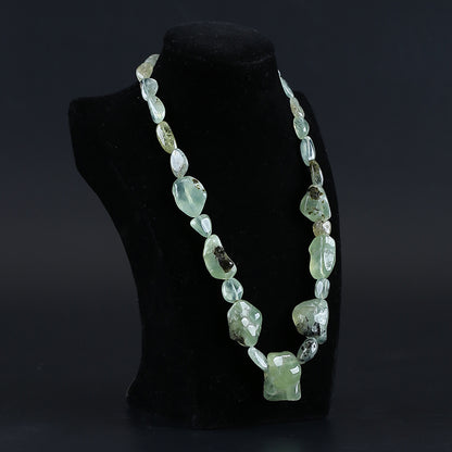 Natural Prehnite Pendant Beads for Necklace 22 inches, 11*8*6mm, 27*20*15mm, 111g