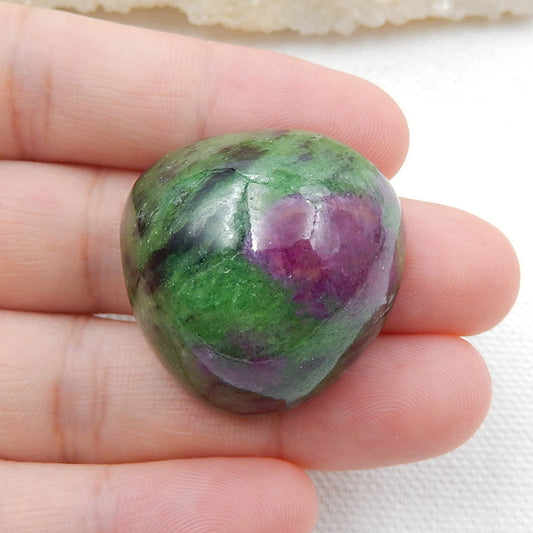 Natural Ruby And Zoisite Cabochon 29x28x15mm, 21.6g