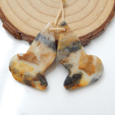 Natural Amazonite Carved fish Earring Beads 30x20x4mm, 6.1g
