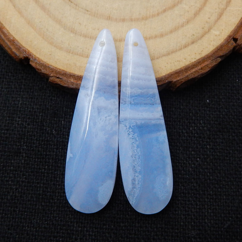 Natural Blue Lace Agate Earring Beads 37x10x5mm, 6.3g
