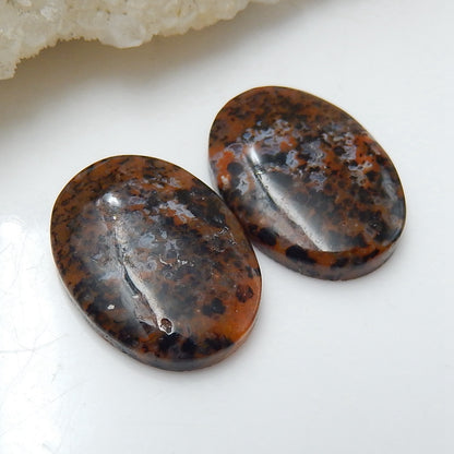 Natural Dendritic Agate Cabochons Paired 20x15x4mm, 4.1g