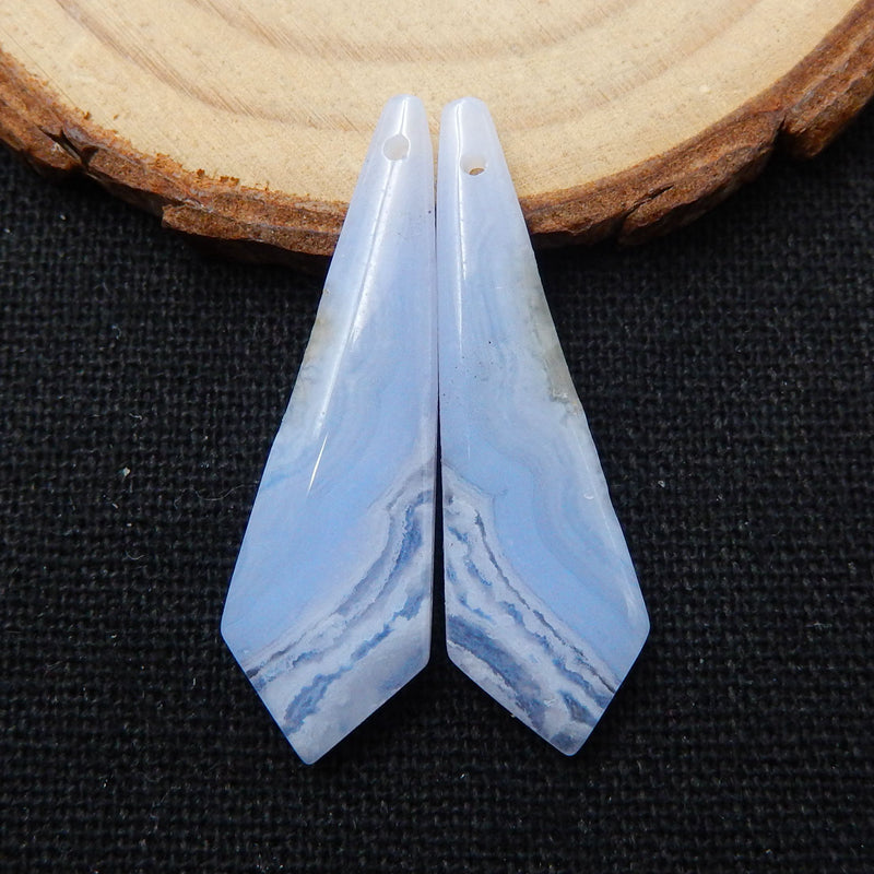 Natural Blue Lace Agate Earring Beads 34x10x4mm, 3.9g