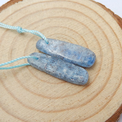 Boucles d'oreilles Blue Kyanite Stone Pair, pierre pour la fabrication de boucles d'oreilles, 25x7x3mm, 1.7g