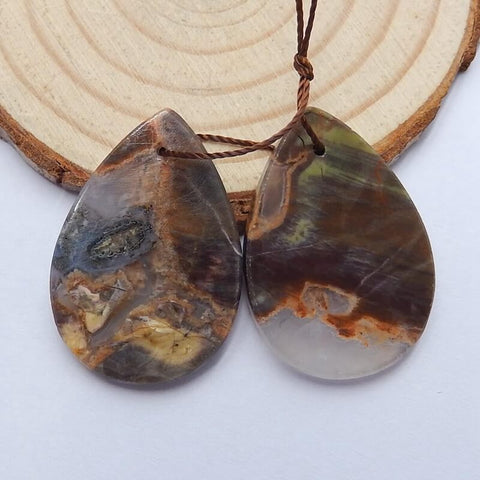 Natural Mushroom Jasper Earring Beads 29x19x3mm, 6.4g